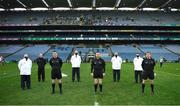 13 December 2020; Referee Fergal Horgan and his officials before the GAA Hurling All-Ireland Senior Championship Final match between Limerick and Waterford at Croke Park in Dublin. Photo by Ray McManus/Sportsfile