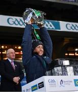 13 December 2020; Limerick performance psychologist Caroline Currid lifts the Liam MacCarthy Cup following the GAA Hurling All-Ireland Senior Championship Final match between Limerick and Waterford at Croke Park in Dublin. Photo by Ray McManus/Sportsfile