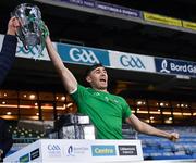 13 December 2020; Barry Nash of Limerick lifts the Liam MacCarthy Cup following the GAA Hurling All-Ireland Senior Championship Final match between Limerick and Waterford at Croke Park in Dublin. Photo by Ray McManus/Sportsfile
