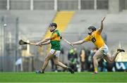 13 December 2020; Shane Conway of Kerry in action against Ciarán Clarke of Antrim during the Joe McDonagh Cup Final match between Kerry and Antrim at Croke Park in Dublin. Photo by Piaras Ó Mídheach/Sportsfile