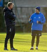 14 December 2020; Head coach Leo Cullen, left, and backs coach Felipe Contepomi during Leinster Rugby squad training at UCD in Dublin. Photo by Ramsey Cardy/Sportsfile