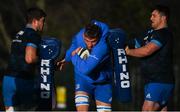 14 December 2020; Scott Penny, left, Ross Molony, centre, and Thomas Clarkson during Leinster Rugby squad training at UCD in Dublin. Photo by Ramsey Cardy/Sportsfile