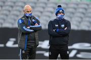 13 December 2020; Waterford manager Liam Cahill, right, and selector Stephen Frampton ahead of the GAA Hurling All-Ireland Senior Championship Final match between Limerick and Waterford at Croke Park in Dublin. Photo by Ramsey Cardy/Sportsfile