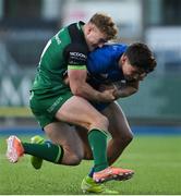 12 December 2020; Max O'Reilly of Leinster A is tackled by Colm de Buitlear of Connacht Eagles during the A Interprovincial Friendly match between Leinster A and Connacht Eagles at Energia Park in Dublin. Photo by Ramsey Cardy/Sportsfile