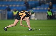 12 December 2020; Denise Gaule of Kilkenny takes a penalty on her way to scoring her side's first goal during the Liberty Insurance All-Ireland Senior Camogie Championship Final match between Galway and Kilkenny at Croke Park in Dublin. Photo by Piaras Ó Mídheach/Sportsfile