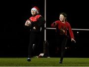 16 December 2020; Lucy Robinson and Abby Clarke in action during a Railway Union RFC Girls 'Give it a Try' training session at Railway Union RFC in Park Avenue, Dublin. Photo by Matt Browne/Sportsfile