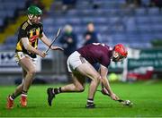 18 December 2020; TJ Brennan of Galway gathers possession ahead of Eoin Cody of Kilkenny during the Bord Gáis Energy Leinster Under 20 Hurling Championship Semi-Final match between Kilkenny and Galway at MW Hire O'Moore Park in Portlaoise, Laois. Photo by Piaras Ó Mídheach/Sportsfile