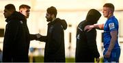19 December 2020; Dan Leavy, right, and Garry Ringrose of Leinster shake hands with Northampton players following the Heineken Champions Cup Pool A Round 2 match between Leinster and Northampton Saints at the RDS Arena in Dublin. Photo by David Fitzgerald/Sportsfile