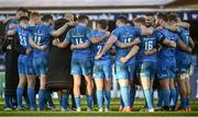 19 December 2020; Leinster players huddle following the Heineken Champions Cup Pool A Round 2 match between Leinster and Northampton Saints at the RDS Arena in Dublin. Photo by David Fitzgerald/Sportsfile