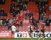 19 December 2020; Gloucester fans celebrate their first try during the Heineken Champions Cup Pool B Round 2 match between Gloucester and Ulster at Kingsholm Stadium in Gloucester, England. Photo by Harry Murphy/Sportsfile