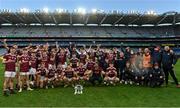 19 December 2020; The Galway team celebrate with the cup following the EirGrid GAA Football All-Ireland Under 20 Championship Final match between Dublin and Galway at Croke Park in Dublin. Photo by Sam Barnes/Sportsfile
