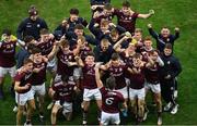 19 December 2020; The Galway players watch the cup lift after the EirGrid GAA Football All-Ireland Under 20 Championship Final match between Dublin and Galway at Croke Park in Dublin. Photo by Daire Brennan/Sportsfile