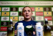 24 November 2020; Republic of Ireland captain Katie McCabe during a virtual press conference at the Castleknock Hotel in Dublin. Photo by Stephen McCarthy/Sportsfile
