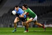 19 December 2020; Con O'Callaghan of Dublin in action against Oisín Mullin of Mayo during the GAA Football All-Ireland Senior Championship Final match between Dublin and Mayo at Croke Park in Dublin. Photo by Ray McManus/Sportsfile
