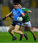 19 December 2020; David Byrne of Dublin in action against Kevin McLoughlin of Mayo during the GAA Football All-Ireland Senior Championship Final match between Dublin and Mayo at Croke Park in Dublin. Photo by Eóin Noonan/Sportsfile