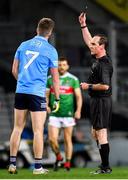 19 December 2020; Referee David Coldrick issues a black card to Robert McDaid of Dublin during the GAA Football All-Ireland Senior Championship Final match between Dublin and Mayo at Croke Park in Dublin. Photo by Seb Daly/Sportsfile
