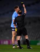 19 December 2020; Referee David Coldrick issues a black card to Robert McDaid of Dublin during the GAA Football All-Ireland Senior Championship Final match between Dublin and Mayo at Croke Park in Dublin. Photo by Sam Barnes/Sportsfile