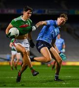 19 December 2020; Tommy Conroy of Mayo in action against Michael Fitzsimons of Dublin during the GAA Football All-Ireland Senior Championship Final match between Dublin and Mayo at Croke Park in Dublin. Photo by Sam Barnes/Sportsfile