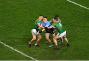 19 December 2020; Con O'Callaghan of Dublin in action against Dublin players, left to right, Michael Plunkett, Diarmuid O'Connor, and Stephen Coen during the GAA Football All-Ireland Senior Championship Final match between Dublin and Mayo at Croke Park in Dublin. Photo by Daire Brennan/Sportsfile