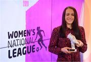 20 December 2020; Áine O'Gorman of Peamount United poses with her Top Goalscorer award during the 2020 Women's National League Awards at the eir Sport Studios in Dublin. Photo by Stephen McCarthy/Sportsfile