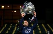 19 December 2020; Dublin captain Stephen Cluxton lifts the Sam Maguire Cup following the GAA Football All-Ireland Senior Championship Final match between Dublin and Mayo at Croke Park in Dublin. Photo by Stephen McCarthy/Sportsfile