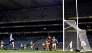 19 December 2020; Con O'Callaghan of Dublin scores his side's second goal despite the efforts of David Clarke of Mayo during the GAA Football All-Ireland Senior Championship Final match between Dublin and Mayo at Croke Park in Dublin. Photo by Sam Barnes/Sportsfile