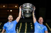 19 December 2020; Dean Rock, left, and Ciarán Kilkenny of Dublin lift the Sam Maguire Cup following the GAA Football All-Ireland Senior Championship Final match between Dublin and Mayo at Croke Park in Dublin. Photo by Stephen McCarthy/Sportsfile