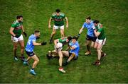 19 December 2020; Lee Keegan of Mayo in action against Michael Fitzsimons of Dublin during the GAA Football All-Ireland Senior Championship Final match between Dublin and Mayo at Croke Park in Dublin. Photo by Daire Brennan/Sportsfile