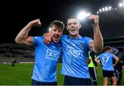 19 December 2020; Seán Bugler, left, and Brian Fenton of Dublin celebrate following the GAA Football All-Ireland Senior Championship Final match between Dublin and Mayo at Croke Park in Dublin. Photo by Stephen McCarthy/Sportsfile