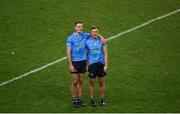 19 December 2020; Brian Fenton, left, and Ciarán Kilkenny of Dublin watch the presentation of the Sam Maguire Cup after the GAA Football All-Ireland Senior Championship Final match between Dublin and Mayo at Croke Park in Dublin. Photo by Brendan Moran/Sportsfile