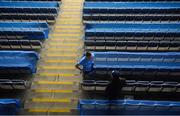 19 December 2020; Con O'Callaghan of Dublin is interviewed by Damien O'Meara of RTE Radio in the empty seats of the Hogan Stand after the GAA Football All-Ireland Senior Championship Final match between Dublin and Mayo at Croke Park in Dublin. Photo by Brendan Moran/Sportsfile