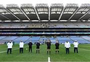 19 December 2020; Referee Paul Faloon with his officials prior to the EirGrid GAA Football All-Ireland Under 20 Championship Final match between Dublin and Galway at Croke Park in Dublin. Photo by Piaras Ó Mídheach/Sportsfile