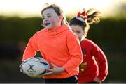 20 December 2020; Carly Kelly in action during the Tullow RFC Minis Training at Tullow RFC in Tullow, Carlow. Photo by Matt Browne/Sportsfile