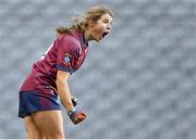 20 December 2020; Anna Jones of Westmeath celebrates scoring her side's third goal during the TG4 All-Ireland Intermediate Ladies Football Championship Final match between Meath and Westmeath at Croke Park in Dublin. Photo by Piaras Ó Mídheach/Sportsfile