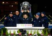 19 December 2020; Dublin manager Dessie Farrell, centre, lifts the Sam Maguire Cup with selectors and coaches, from left, Mick Galvin, Brian O'Regan, Shane O'Hanlon and Darren Daly following the GAA Football All-Ireland Senior Championship Final match between Dublin and Mayo at Croke Park in Dublin. Photo by Stephen McCarthy/Sportsfile