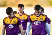 20 December 2020; Connor Foley, right, and Darragh Carley of Wexford following their side's defeat in the Electric Ireland Leinster GAA Hurling Minor Championship Semi-Final match between Wexford and Kilkenny at Chadwicks Wexford Park in Wexford. Photo by Seb Daly/Sportsfile