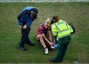 20 December 2020; Fiona Claffey of Westmeath receives medical treatment during the TG4 All-Ireland Intermediate Ladies Football Championship Final match between Meath and Westmeath at Croke Park in Dublin. Photo by Sam Barnes/Sportsfile