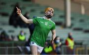 20 December 2020; Adam English of Limerick celebrates after scoring a point in extra time during the Electric Ireland Munster GAA Hurling Minor Championship Final match between Limerick and Tipperary at LIT Gaelic Grounds in Limerick. Photo by David Fitzgerald/Sportsfile