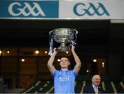 19 December 2020; Brian Fenton of Dublin lifts the Sam Maguire Cup following the GAA Football All-Ireland Senior Championship Final match between Dublin and Mayo at Croke Park in Dublin. Photo by Stephen McCarthy/Sportsfile
