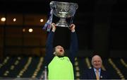 19 December 2020; Kevin McManamon of Dublin lifts the Sam Maguire Cup following the GAA Football All-Ireland Senior Championship Final match between Dublin and Mayo at Croke Park in Dublin. Photo by Stephen McCarthy/Sportsfile