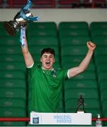 20 December 2020; Limerick captain Adam English lifts the cup following the Electric Ireland Munster GAA Hurling Minor Championship Final match between Limerick and Tipperary at LIT Gaelic Grounds in Limerick. Photo by David Fitzgerald/Sportsfile