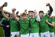 20 December 2020; Limerick players celebrate following the Electric Ireland Munster GAA Hurling Minor Championship Final match between Limerick and Tipperary at LIT Gaelic Grounds in Limerick. Photo by David Fitzgerald/Sportsfile