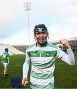 20 December 2020; Limerick goalkeeper Tomás Lynch celebrates following the Electric Ireland Munster GAA Hurling Minor Championship Final match between Limerick and Tipperary at LIT Gaelic Grounds in Limerick. Photo by David Fitzgerald/Sportsfile