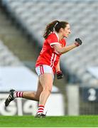 20 December 2020; Áine O'Sullivan of Cork celebrates after scoring her side's first goal during the TG4 All-Ireland Senior Ladies Football Championship Final match between Cork and Dublin at Croke Park in Dublin. Photo by Eóin Noonan/Sportsfile