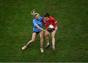 20 December 2020; Melissa Duggan of Cork in action against Nicole Owens of Dublin during the TG4 All-Ireland Senior Ladies Football Championship Final match between Cork and Dublin at Croke Park in Dublin. Photo by Sam Barnes/Sportsfile