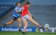 20 December 2020; Áine O'Sullivan of Cork scores her side's first goal during the TG4 All-Ireland Senior Ladies Football Championship Final match between Cork and Dublin at Croke Park in Dublin. Photo by Brendan Moran/Sportsfile