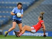 20 December 2020; Leah Caffrey of Dublin is tackled by Doireann O'Sullivan of Cork during the TG4 All-Ireland Senior Ladies Football Championship Final match between Cork and Dublin at Croke Park in Dublin. Photo by Brendan Moran/Sportsfile