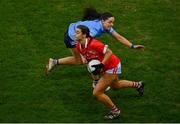 20 December 2020; Eimear Meaney of Cork in action against Sinéad Goldrick of Dublin during the TG4 All-Ireland Senior Ladies Football Championship Final match between Cork and Dublin at Croke Park in Dublin. Photo by Sam Barnes/Sportsfile