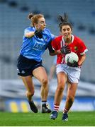 20 December 2020; Ciara O'Sullivan of Cork in action against Lauren Magee of Dublin during the TG4 All-Ireland Senior Ladies Football Championship Final match between Cork and Dublin at Croke Park in Dublin. Photo by Eóin Noonan/Sportsfile