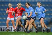 20 December 2020; Niamh Collins of Dublin in action against Orla Finn of Cork during the TG4 All-Ireland Senior Ladies Football Championship Final match between Cork and Dublin at Croke Park in Dublin. Photo by Brendan Moran/Sportsfile